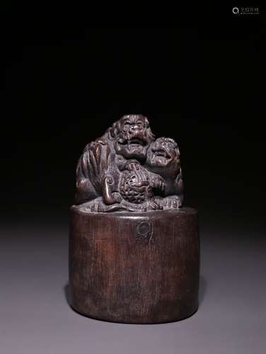 A Chinese Agarwood Lion Seal