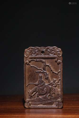 A Chinese Agarwood Figure-Story Pendant