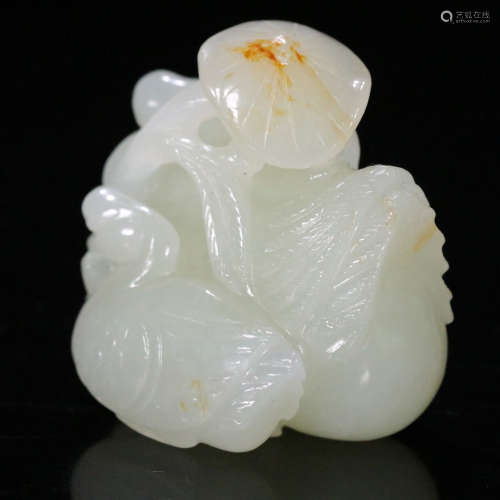 A Chinese Hetian Jade Carved Goose Ornament