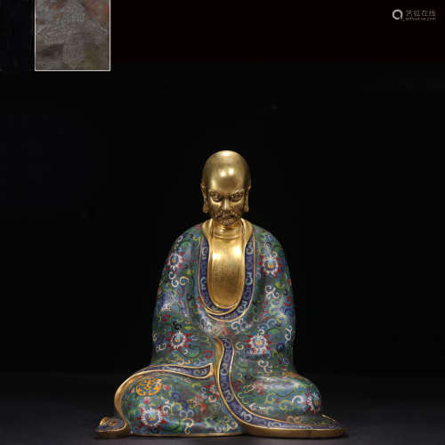 A Chinese Cloisonne Enamel Gild Bronze Arhat Statue