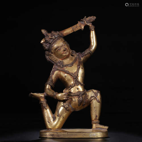 A Chinese Gild Bronze Statue of Acalanatha