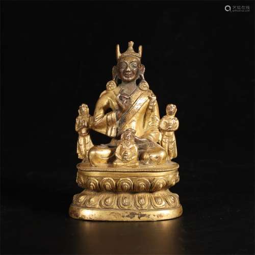 A Chinese Gild Bronze Statue of Guru Buddha