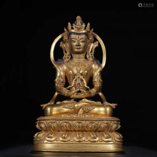A Chinese Gild Bronze Statue of Amitayus Buddha