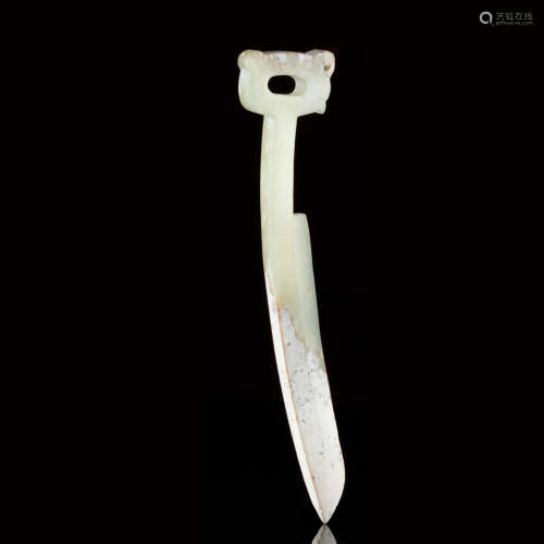 A Chinese Jade Carved knife money Ornament