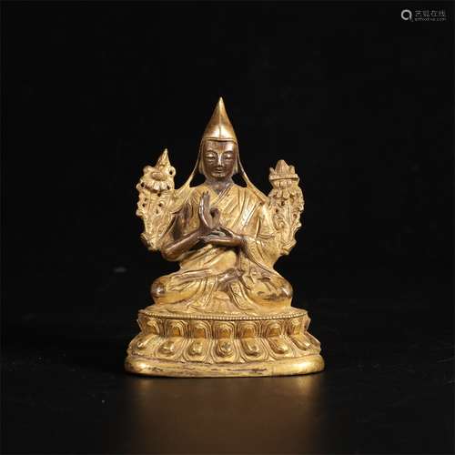 A Chinese Gild Bronze Statue of Tsongkhapa