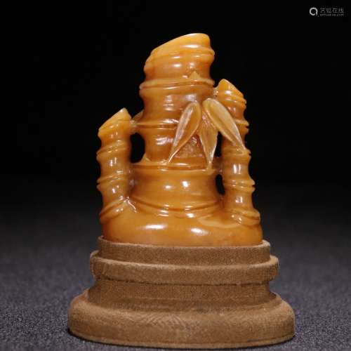 A Chinese Bamboo Joint Pattern Tianhuang Stone Carved Seal