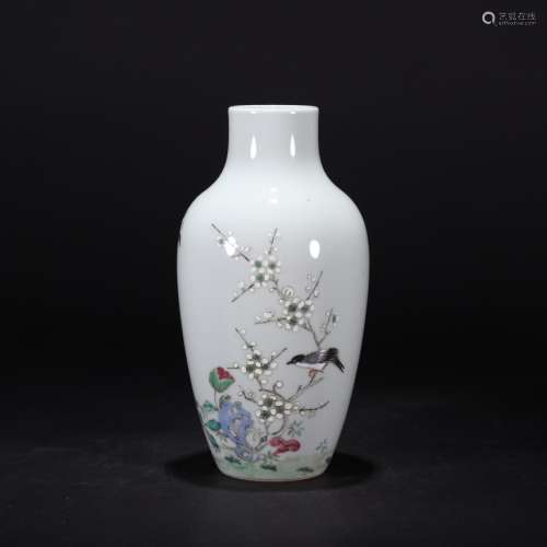 A Chinese Famille Rose Plum Blossom Porcelain Vase