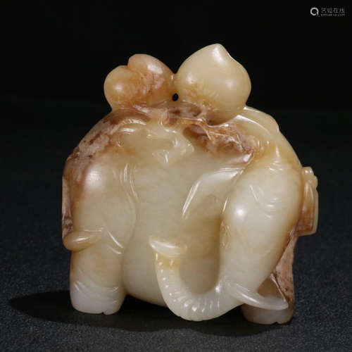 A Chinese Hetian Jade Carved Elephant Ornament