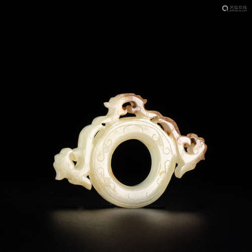 A Chinese Jade Piercing Dragon Pattern Pendant