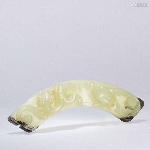 A Chinese Jade Relief Huang Ornament