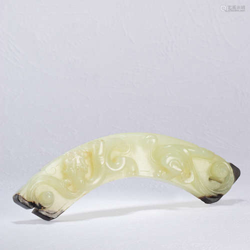 A Chinese Jade Relief Huang Ornament