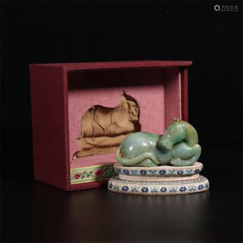 A Chinese Natural Jadeite Horse Ornament