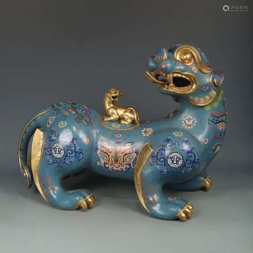 A Chinese Copper Cloisonne Enamel Chi Dragon Ornament