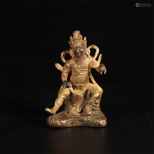 A Chinese Gild Bronze Statue of Dharmapala