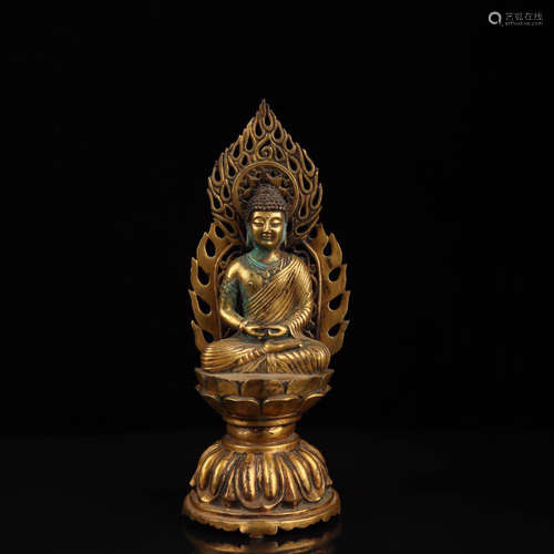 A Chinese Gild Bronze Guanyin Statue