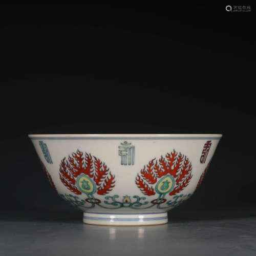 A Chinese Clashingcolor Floral Sanskrit Porcelain Bowl