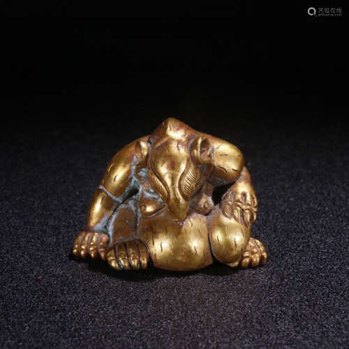A Chinese Gild Bronze Bear Ornament