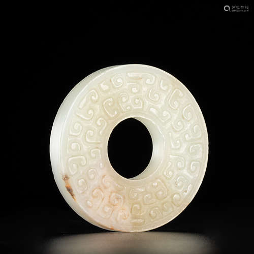 A Chinese Jade Carved Bi Ornament