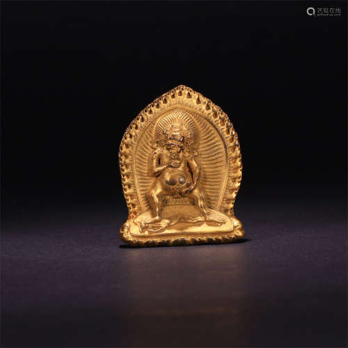 A Chinese Gild Bronze Mahakala Ornament