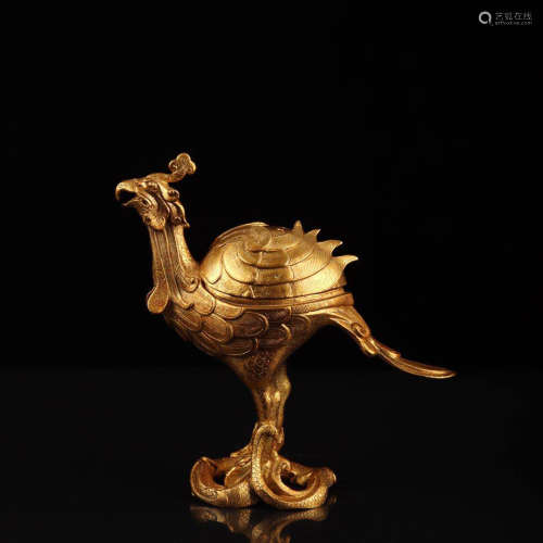 A Chinese Gild phoenix Pattern aromatherapy Censer