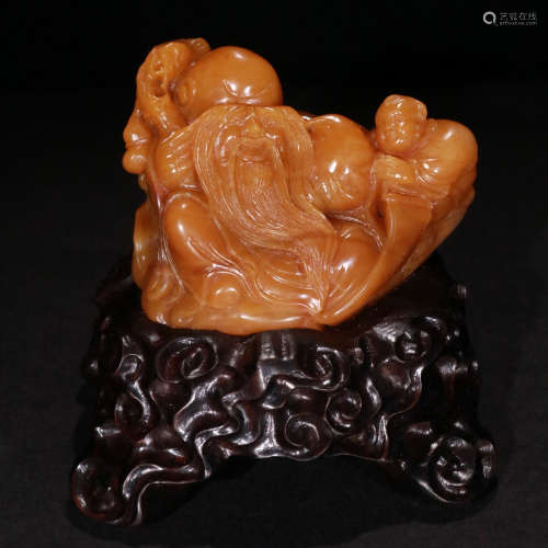 A Chinese Tianhuang Stone Carved immortal Ornament