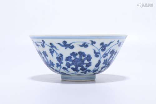 Chinese Ming Dynasty Blue And White Porcelain Bowl