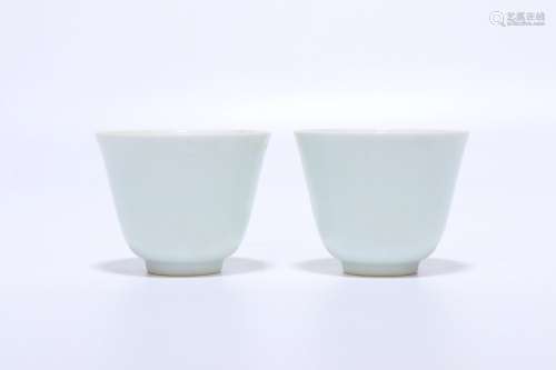 Chinese Pair Of Ming Dynasty White Glazed Cups
