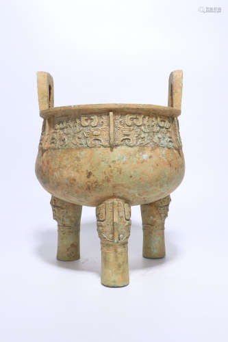 Chinese Western Han Dynasty Bronze Tripod Vessel