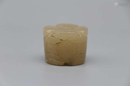 Hongshan Culture  white jade Cong shaped artifact