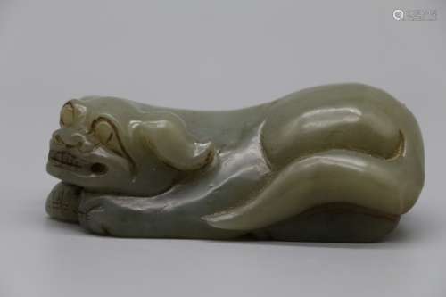 Yuan Dynasty  Hetian jade lion