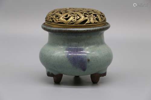 Jin Dynasty  Jun porcelain purple spot censer