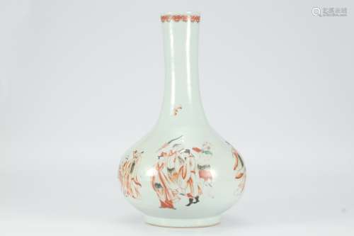 Qing Dynasty Yongzheng colorful figure Tianqiu vase