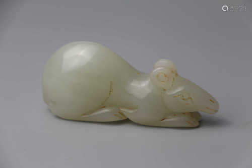 Hotan jade white jade mouse handle