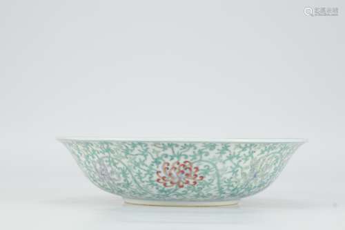 Large bowl of lotus with colorful flowers in Qing Dynasty