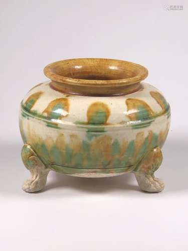 Three color incense burner of Tang Dynasty