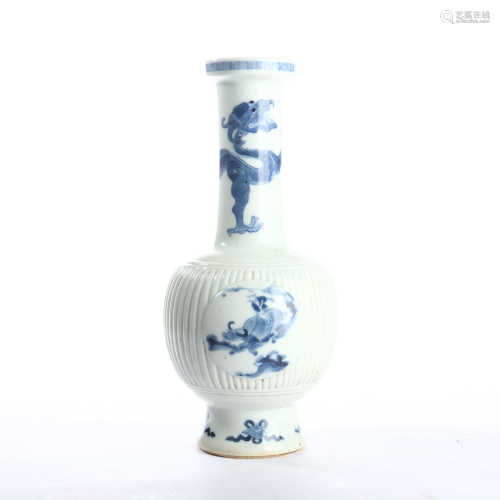 Blue and white glazed blue and white figure dragon vase with windows