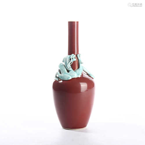 Red glaze dragon chasing bottle