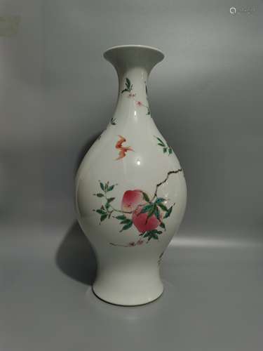 Pink peach ornamented vase