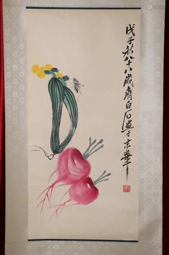 Qi Baishi's Chinese paintings of vegetables and fruits