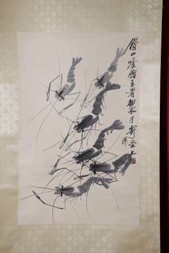Chinese painting of shrimp in Qibaishi