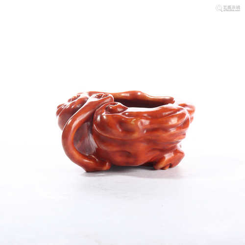 Coral red glaze bionic water pan of Ganoderma lucidum