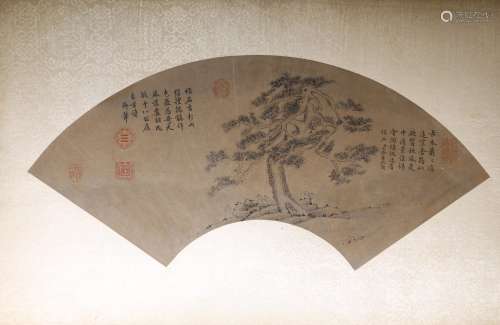Qianlong landscape Chinese painting fan
