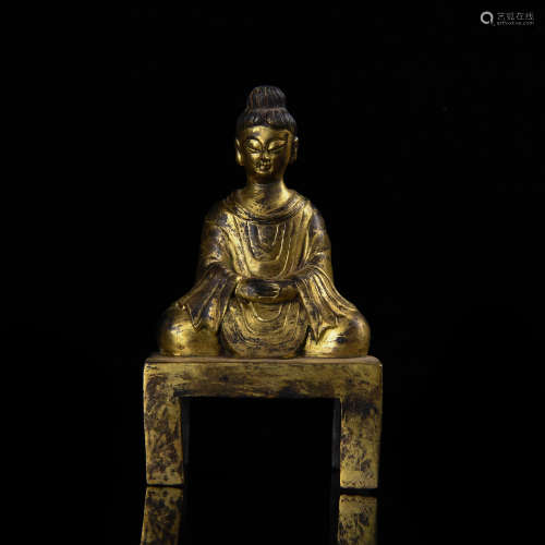 Bronze gilded armchair Buddha statue