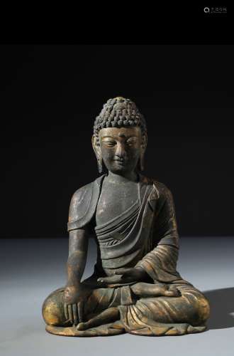 Bronze gilded Buddha statue of Sakyamuni