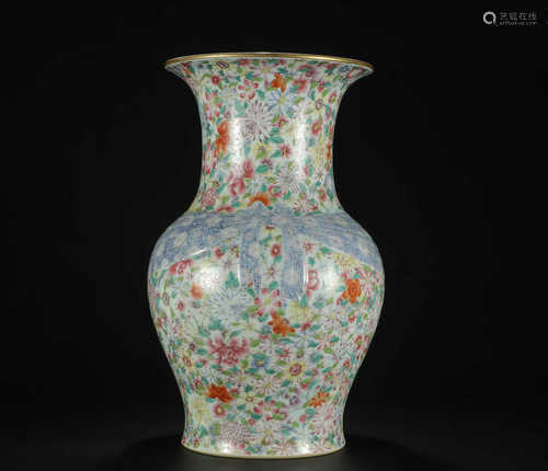 A POWDER ENAMEL FLOWER VASE