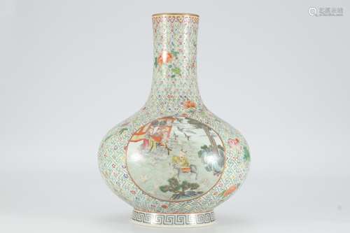 Qing Qianlong famille rose vase with figure pattern