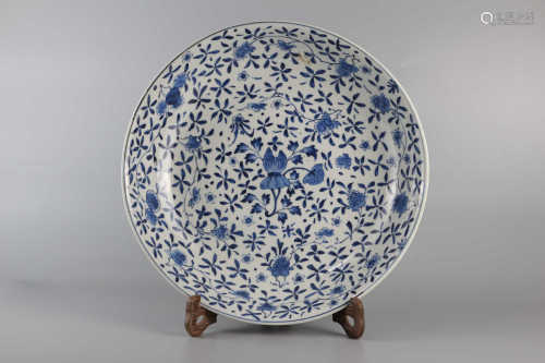 Blue and white flower pattern plate