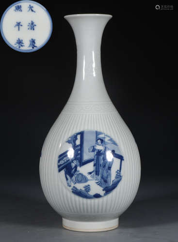 A BLUE&WHITE GLAZE FIGURE PATTERN VASE