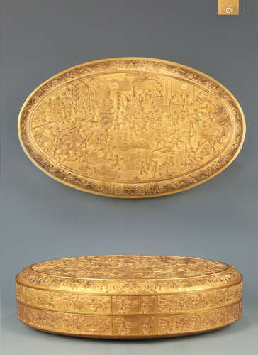 A GILT BRONZE CHILD PATTERN BOX