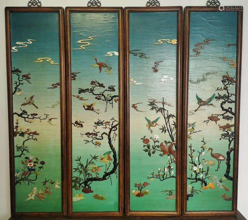 SET OF WOOD WITH GEM FLOWER PATTERN SCREENS